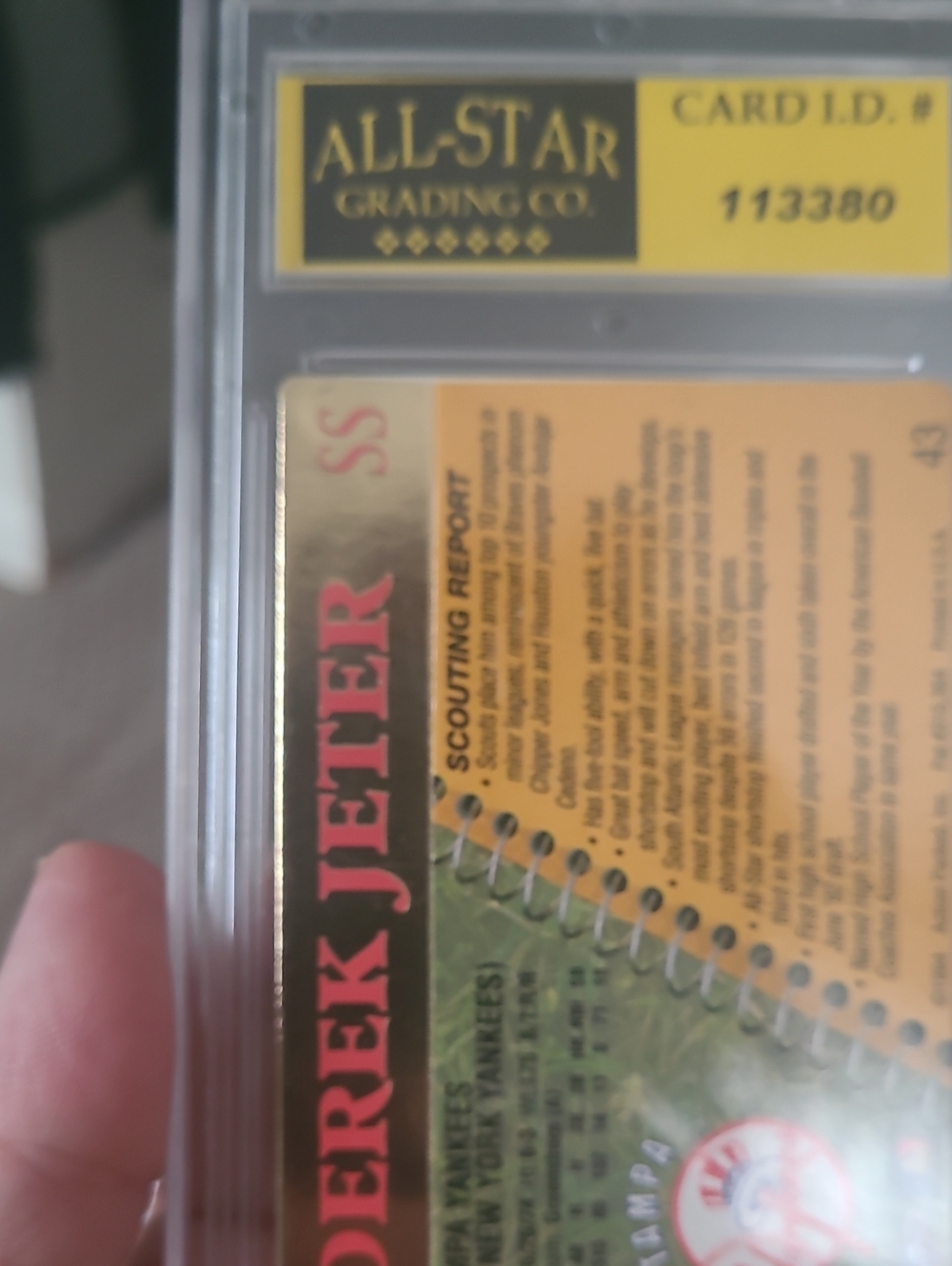 All- Star Grading Co × 10 Mint Or Higer Derek Jeter Of The Ny Yankess Baseball